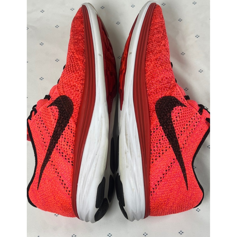 Nike Flyknit Lunar 3 Mens Bright Crimson Black Running Shoes 698181-602 Size 12 - Picture 6 of 9